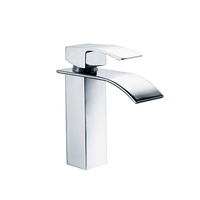 Grifo de Lavabo Cuadrado de Cascada de Una Sola Palanca en Oro Pulido, Grifo de Baño de Acero Inoxidable 304 para Montaje en Encimera