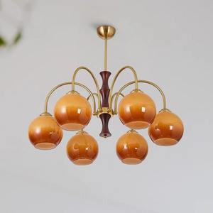 Lustre de kaki de salon vintage français lampes et lanternes en bois massif de chambre à coucher lustre de salle à manger américain - Product Image 1