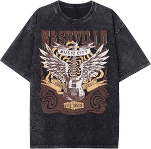 High Quality 230gsm Cotton Acid Washed T Shirt Custom Logo Blank Heavyweight Oversized Vintage Hip Hop Street Wear - Product Image 4