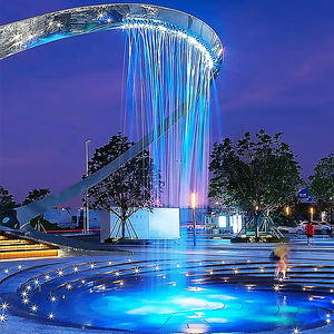 Özel Serene ebedi su perdesi çeşme-bahçe için sessiz akan, işık interaktif dijital perde çeşme - Product Image 4