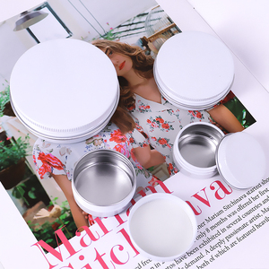 Pot rond en aluminium blanc de 15 ml avec couvercle à vis, pour <span class=keywords><strong>baume</strong></span> à lèvres <span class=keywords><strong>DIY</strong></span>, crème pour le visage, boîte de rangement en aluminium - Product Image 1