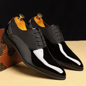 Logotipo personalizado hombres vestido Oxfords charol negro blanco charol Pu verano punta estrecha hombres boda fiesta Formal Zapatos de vestir - Product Image 4