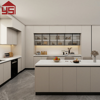 Meubles de cuisine en stratifié HPL pour appartement, avec appareils encastrés et ouverture par poussée, pour rangement familial