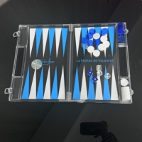 Décor de bureau à domicile Lucite Desk Top Luxury Large Backgammon Custom Clear Acrylic Dominoes Jigsaw Puzzle Piece Chess Board Game