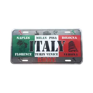 Rome Venice Florence Milan Pisa Souvenir Gift Advertising Promotional Aluminum Embossed Italy License Number Plate