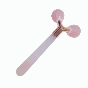 Factory Bulk Supply Custom Made 3D Y Shape Rose Quartz Facial Roller Natural Crystal Anti-Aging <b>Face</b> Lifting <b>Massager</b> - Product Image 6