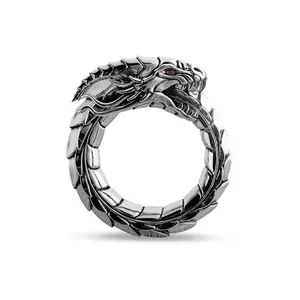 Скандинавский этнический дракон кольцо античное серебро 3d уникальный дизайн винтажное мужское кольцо из сплава