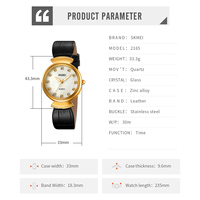 Nouvelle montre à quartz SKMEI 2165 pour femmes avec bracelet en cuir, étanche 3ATM, boîtier en alliage, aiguilles lumineuses, montre-bracelet tendance