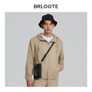 New Linen/Cotton <strong>Waterproof</strong> Windproof Eco-Friendly Breathable <strong>Thin</strong> Luxury Spring Men's Casual Pure Color Zipper Hooded <strong>Jacket</strong> - Product Image 2