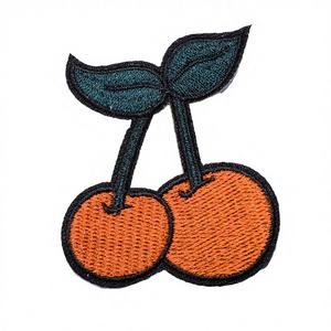 Cute Orange Cherry Embroidered <b>Patch</b> Fruit Iron <b>On</b> Applique <b>Sew</b> <b>On</b> Motif for Jackets Hats Bags Shirts DIY Clothing Crafts - Product Image 2