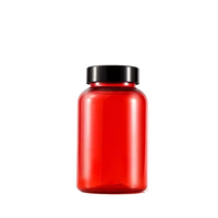 Conteneur en PET de 150 ml et 200 ml avec bouchons rouges, flacon en plastique vide pour capsules de suppléments et de vitamines, avec couvercles noirs anti-UV pour l'emballage