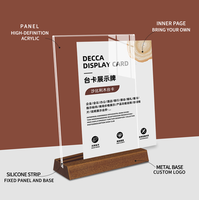 Présentoir personnalisé de couleur bois naturel de bureau avec base en bois panneau publicitaire menu affichage panneau d'affichage