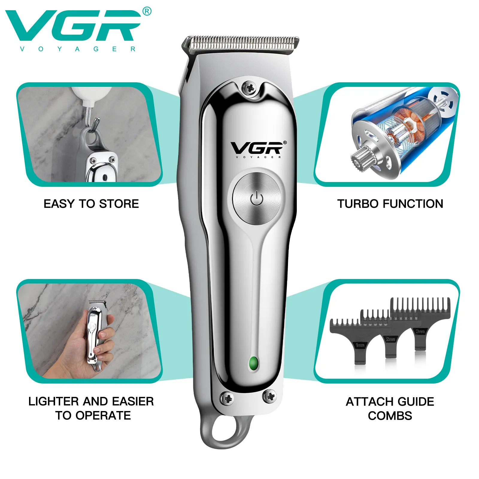 VGR V-071 New Best USB Electric Hair Clippers Professional Hair Trimmer Cordless zero Cutting Machine for Men