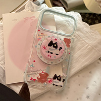 Coque transparente coréenne, support magnétique chat, protection esthétique pour iPhone 18 17PM 16 15 13