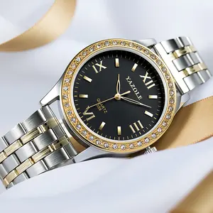 YAZOLE D 359-S Hot Sale Luxus Armbanduhr wasserdichte Gold Bling Frauen Geschenk uhren maßge schneiderte Diamant Damen uhren