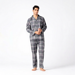 <b>Men's</b> Knitted 100% Cotton Breathable Long Sleeve Casual Solid Pattern Everyday <b>Pajama</b> <b>Set</b> - Product Image 1