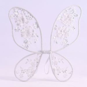 Alas de mariposa para niñas con flores bordadas alas de Ángel de perlas alas de hadas de lentejuelas de princesa para fiesta de cumpleaños de niños - Product Image 4