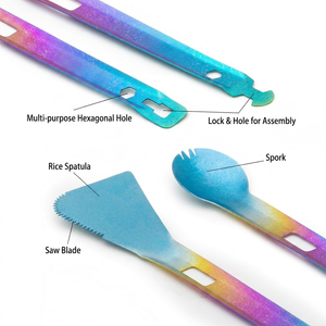<span class=keywords><strong>Set</strong></span> di Posate in Titanio Puro Ecologico Moderno, Utensili da Campeggio, Pinze, Spatola, Forchetta, Cucchiaio, Ultra-leggero, Portatile, per Esterni, Logo Personalizzabile - Product Image 4