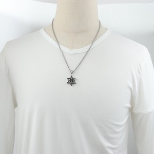 yunnique Stainless Steel Six Pointed Star <b>Cross</b> Pendant Necklace For Men 60cm <b>Chain</b> Gift Jewelry FY231036 - Product Image 4