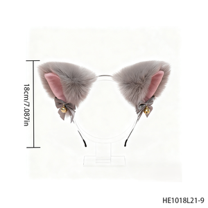 بيسينار هذا القطيفة الرمادية آذان داخلية وردية مع قوس رمادي وأجراس ذهبية مناسبة ليوم عيد الحب - Product Image 4