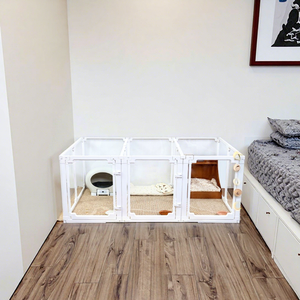 กรงสุนัข รั้วสัตว์เลี้ยง วัสดุ ABS PET โปร่งใส ประกอบได้ ปรับความสูงได้ สำหรับสุนัขพันธุ์เล็ก ใช้ในบ้าน - Product Image 1