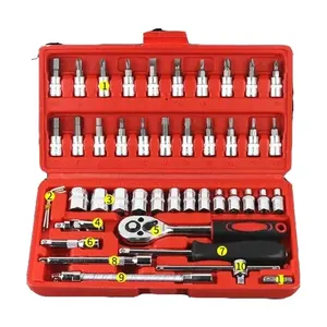 46pcs Car Repair Tool Kit 1/4-Inch <b>Socket</b> <b>Set</b> Car Repair Tool Ratchet <b>Torque</b> Wrench Auto Repairing <b>Set</b> Mechanic Tool - Product Image 1