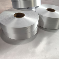 Ruban de tissu de satin de polyester de couleur unie pour l'étiquette d'entretien de vêtement