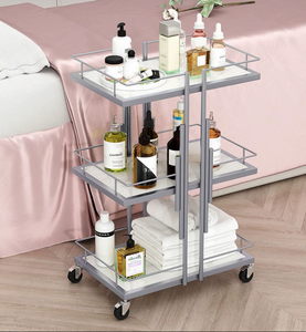 Beauty New Design Makeup Salon Cart 3 Tiers Pedicure Spa Nail Shop <b>Trolley</b> Gold Beauty <b>Trolley</b> With Lockable Wheels - Product Image 6