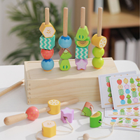 Creatief houten Tanghulu-speelgoed voor kinderen, cognitief fruit-sorteer- en bouwspel, educatief kralenspeelgoed voor vroeg onderwijs