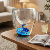 Mug en verre écologique résistant aux hautes températures, mug en verre à double paroi créatif en forme de baleine