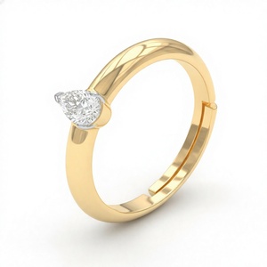 Pear Cut Diamond Solitaire <b>Adjustable</b> <b>Ring</b> Minimalist Teardrop Open Band <b>Ring</b> 18K 14K Gold Plated Engagement <b>Ring</b> Fine Jewelry - Product Image 2