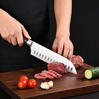 Couteau Santoku japonais à haute teneur en carbone de 7 pouces, ultra-affûté, avec boîte cadeau personnalisée