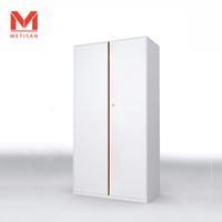 Armoire de rangement murale moderne blanche en métal à 4 portes avec serrure à clé pour l'école, la maison et l'usage commercial