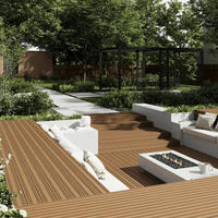 138x23mm WPC Holz-Verbundstoff-Terrassendielen Teak-Optik Rutschfeste Bodenplatten für Außenterrasse Garten Deck