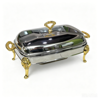 Großhandel königliches Restaurant Catering Party Edelstahl Rechteck Küchenvorrichtung Buffet Speisenwärmer Glas Chafing-Dish