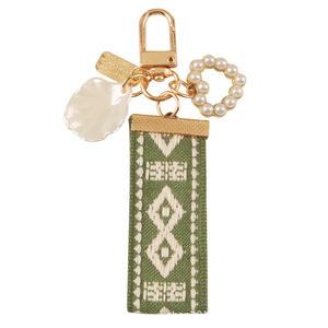 Nouveau modèle tissu porte-clés pendentif créatif frais nœud papillon perle coquille accessoires étui pour écouteurs décoration - Product Image 5