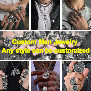 Joyería de moda Pulsera Anillo Pendiente Collar Punk Hombres Acero inoxidable OEM ODM <span class=keywords><strong>3D</strong></span> Diseño Logotipo personalizado Fabricante de joyas - Product Image 3