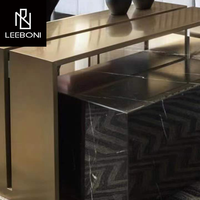 Ensemble table basse rectangulaire de luxe en acier inoxydable avec dessus en marbre de style italien