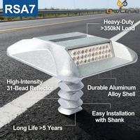 Borne de signalisation routière en aluminium 31 perles de cristal, réflecteur prismatique haute intensité, visibilité 300m, œil de chat blanc pour la sécurité routière