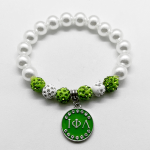 Collana con Ciondolo a Lettera Iota Phi Lambda con Perle e Charm, Gioiello per Confraternite e Sorellanze Greche - Product Image 6