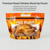 Sacs d'emballage personnalisés imprimés pour poulet rôti chaud, poulet frit entier, poulet de rôtisserie, avec fermeture éclair refermable pour micro-ondes