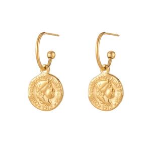 Boucles d'oreilles pendantes en acier inoxydable plaqué or 18 carats, étanches, personnalisées, style vintage, avec motif Vierge Marie, pour femmes et adolescentes - Product Image 4