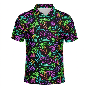 Camisas de Golf Personalizadas para Hombre, Orgánicas, con Protección Solar SPF 30, Sublimación con Impresión Completa, 75% Poliéster, 25% Elastano, Ropa de Golf de Alto Rendimiento - Product Image 1