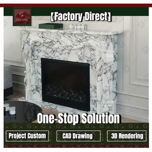 <span class=keywords><strong>Chimenea</strong></span> de Mármol Blanco Arabescato GOLDKING, con Vetas Blancas, para Sala de Estar, Interiores de Lujo, Vestíbulo de Hotel - Product Image 1