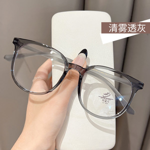 Nuevas gafas con montura redonda de color té frío, anti luz azul, para mujer, tamaño mediano, con lentes planas TR90, lentes de PC y antirradiación. - Product Image 3