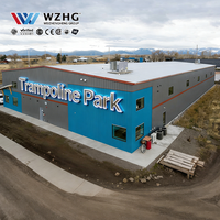 Parc de trampolines extérieur à structure en acier sans colonnes, cadre robuste, 8000 pieds carrés, fabricant, grande portée, robuste