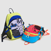 Sac à dos en nylon color block style streetwear, résistant à l'usure, moins de 20L, pour randonnée en extérieur avec bretelles courbées