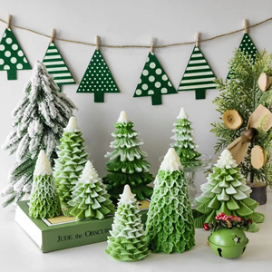 Christmas Tree Shaped <b>Candles</b> Xmas Wax Scented <b>Candles</b> White Green Decorative Christmas Tree Gifts for Xmas Eve <b>Winter</b> Holiday - Product Image 1