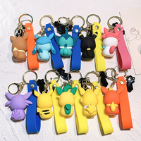Porte-clés Famille Pokémon Eevee - Pendentif en Silicone Écologique et Durable avec Mousqueton en Alliage pour Sacs d'École et Clés de Voiture - Anniversaire