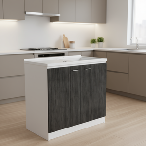 Armoire de cuisine Salento à double porte, blanche, moderne, pour évier, profondeur 24-29,9 pouces - Product Image 2